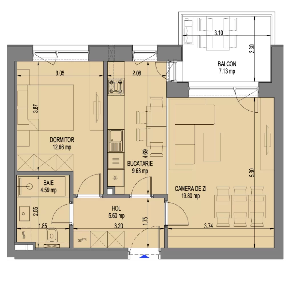 Nusco City III - 2 camere -Tip 7